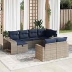 vidaXL 10-delige Loungeset met kussens poly rattan grijs, Verzenden, Nieuw, Loungeset