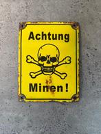 Pas op mijnen! - World War II - Emaille plaat - Emaille,