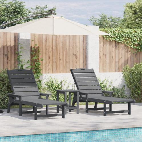 vidaXL Ligbedden 2 stuks Lichtgrijs 162x53x98.5 cm HDPE, Tuin en Terras, Ligbedden, Nieuw, Verzenden