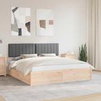 vidaXL Bedframe met Gevoerde Hoofdbord Donkergrijs 180 x 200, Huis en Inrichting, Slaapkamer | Bedden, Verzenden, Nieuw