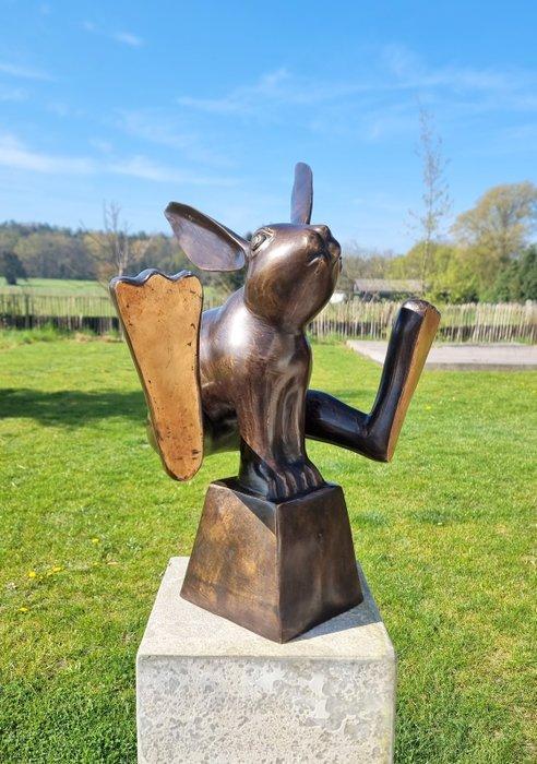 sculptuur, Jumping Hare - 52 cm - Brons, Antiek en Kunst, Kunst | Designobjecten