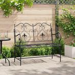 vidaXL Tuinbank met Lattenontwerp Zwart 104 cm Staal, Tuin en Terras, Verzenden, Nieuw
