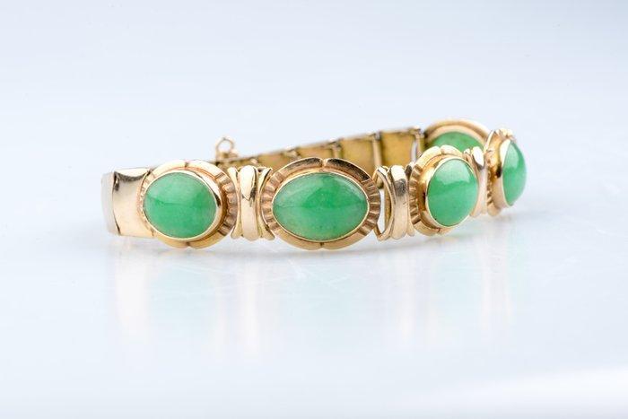 Armband - 14 karaat Geel goud - 14.00ct. tw. Jade, Bijoux, Sacs & Beauté, Bracelets