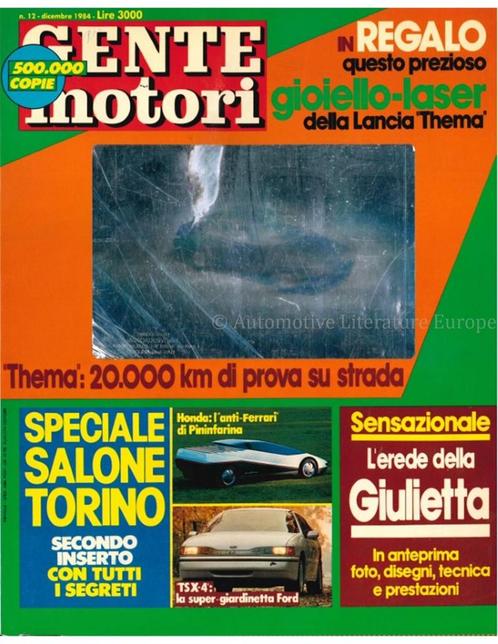 1984 GENTE MOTORI MAGAZINE 12 ITALIAANS, Boeken, Auto's | Folders en Tijdschriften, Ophalen of Verzenden