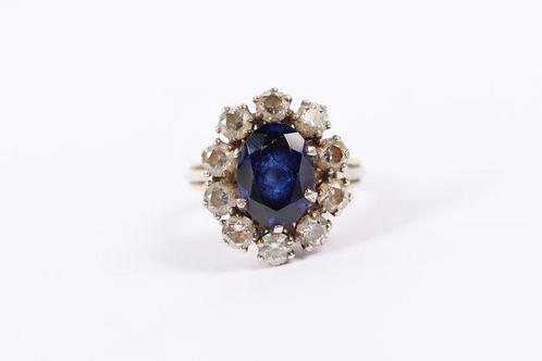 Zonder Minimumprijs - Ring Zilver - 4.70ct. tw. Saffier -, Handtassen en Accessoires, Ringen