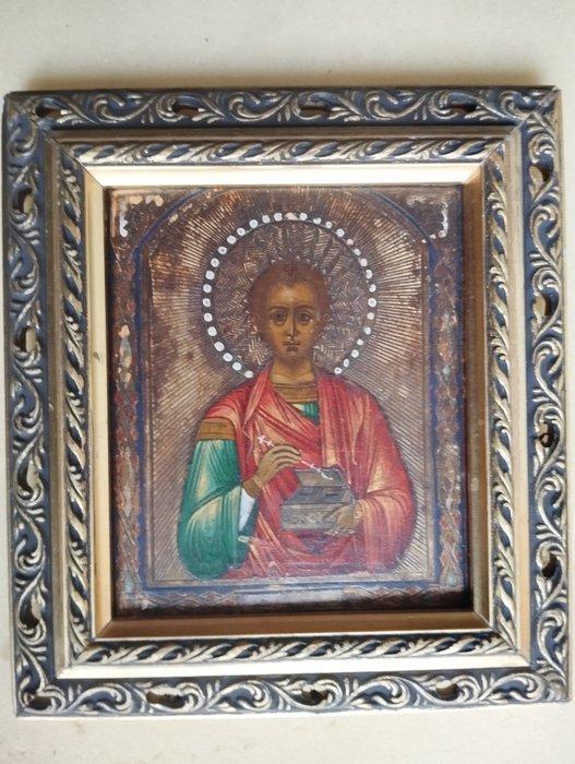 Icoon - Panteleimon - Hout, Antiek en Kunst, Kunst | Niet-Westerse kunst