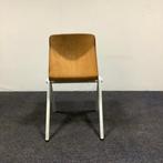 Tweedehands pagholz schoolstoel, stapelstoel, zithoogte 44, Huis en Inrichting, Gebruikt, Grijs, Hout, Eén
