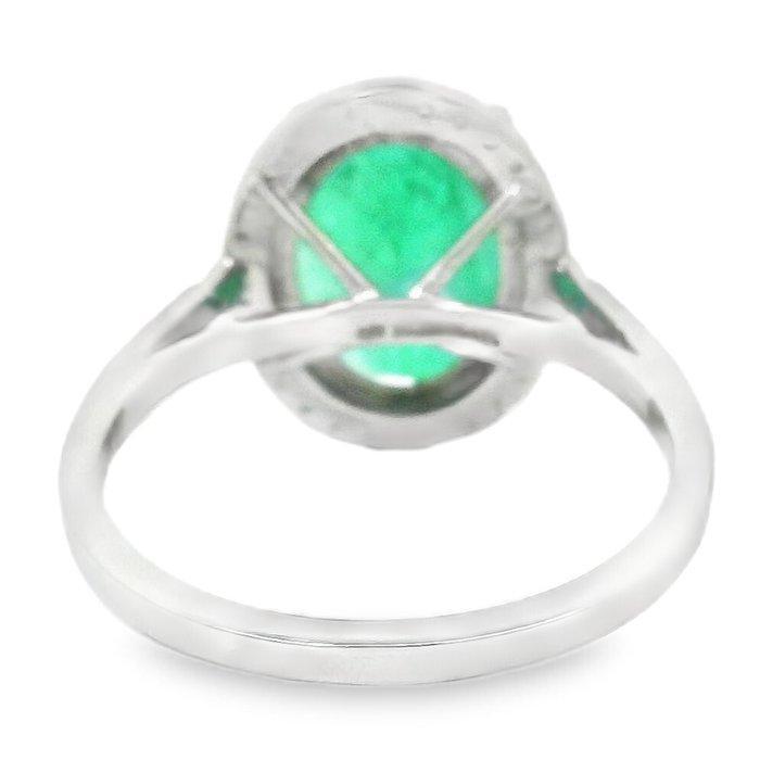 Zonder Minimumprijs - Ring Platina - 3.87ct. tw. Smaragd -, Handtassen en Accessoires, Ringen
