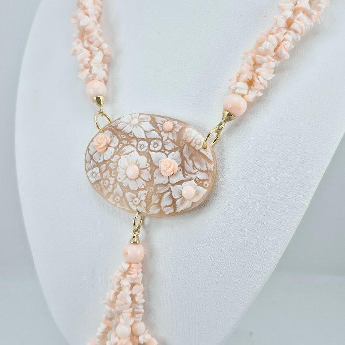 Koraal - Zilver, Verguld - Halsketting - CORALLO ROSATO, Antiquités & Art, Curiosités & Brocante