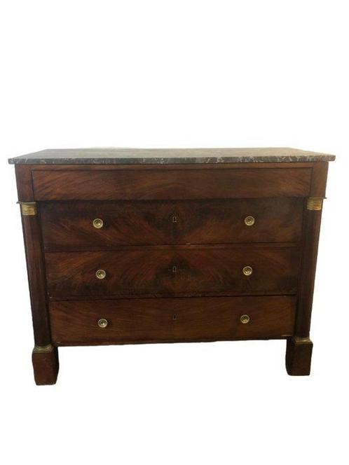 Commode - Bois, Marbre, Antiek en Kunst, Antiek | Overige Antiek