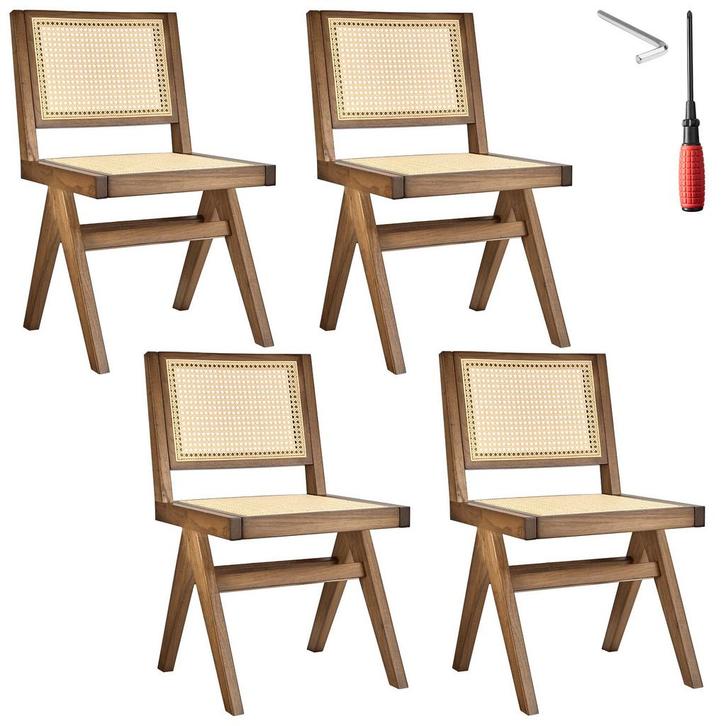 tectake Houten stoel Lizzy met Weens vlechtwerk in boho-stij, Maison & Meubles, Chaises, Envoi