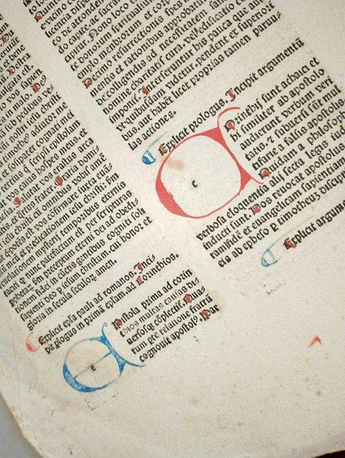 Nicolaus de Lyra - Sheet from Incunable Biblia latina Venice, Antiek en Kunst, Antiek | Boeken en Manuscripten