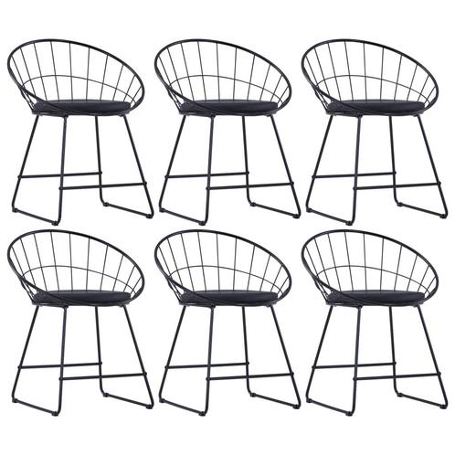 vidaXL Eetkamerstoelen met kunstleren zittingen 6 st staal, Huis en Inrichting, Stoelen, Nieuw, Verzenden