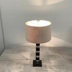 Klassieke Dorische zuiltafellamp, hout / zilver, Gebruikt, Hout