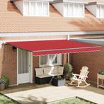 vidaXL Inklapbare Luifel Rood 450 × 300 cm Stof, Tuin en Terras, Zonneschermen, Verzenden, Nieuw