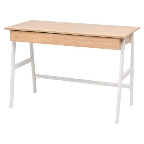 vidaXL Schrijftafel 110x55x75 cm eikenkleur en wit, Huis en Inrichting, Bureaus, Nieuw, Verzenden
