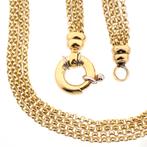 Gouden ketting met vier strengen jasseron schakel | 44 cm, Ophalen of Verzenden, Gebruikt, Overige kleuren, Goud