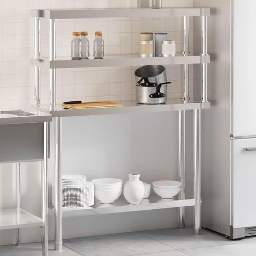 vidaXL Keukenwerktafel met bovenschap 110x30x150 cm, Zakelijke goederen, Horeca | Overige, Verzenden