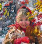 Elena Salnikova (1970) - Fillette au Chaton - Hiver est