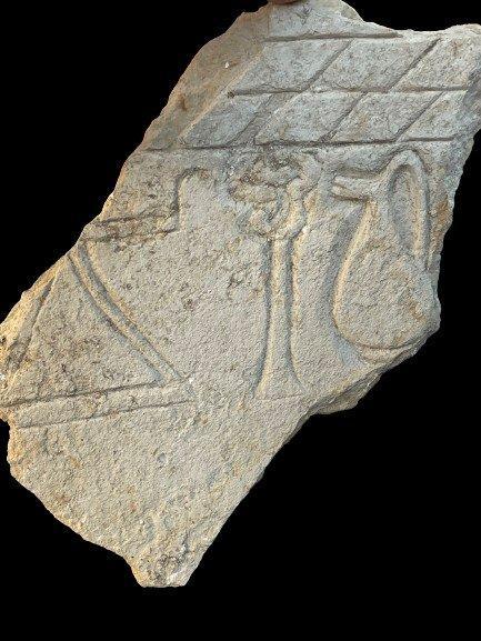 Fenicisch/Punisch Carthago Kalksteen Steleenfragment met, Verzamelen, Mineralen en Fossielen