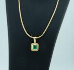 Collier - 18 carats Or jaune Émeraude - Diamant