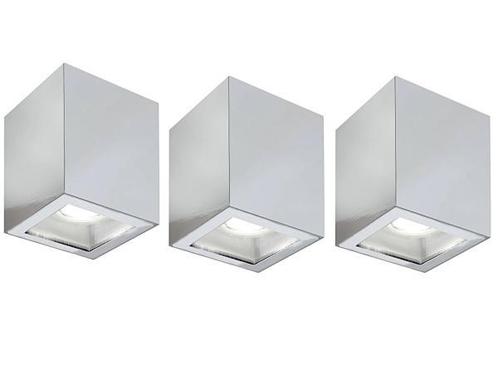 Veiling - 3x Base On opbouwspot GU10 kantelbaar 80x80mm chro, Huis en Inrichting, Lampen | Spots