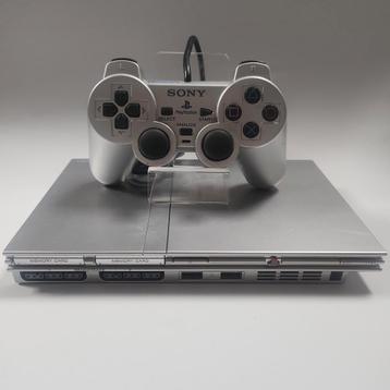 Playstation 2 Slim Zilver + Sony controller beschikbaar voor biedingen