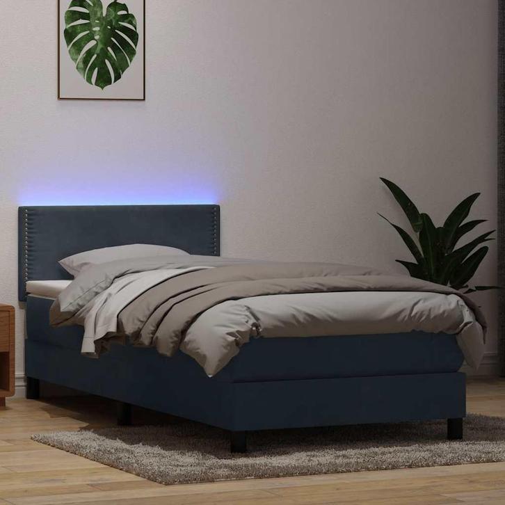 vidaXL Boxspring met matras en LED fluweel donkergrijs, Huis en Inrichting, Slaapkamer | Bedden, Nieuw, Verzenden