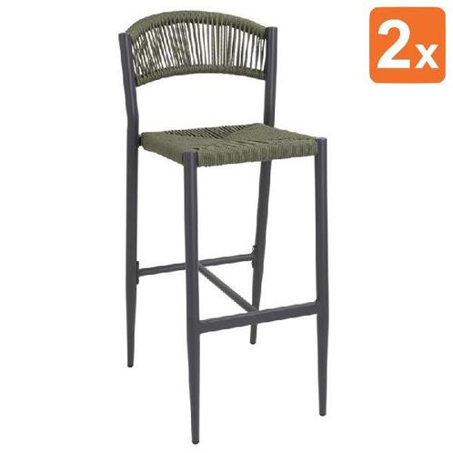 Barkrukken | EDEN | Rotan/Aluminium | Groen | Donkergrijs, Zakelijke goederen, Horeca | Keukenapparatuur, Nieuw in verpakking