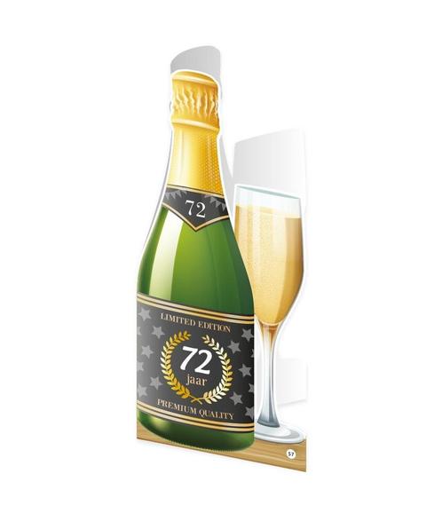 Champagne Kaart 72 Jaar 18cm, Hobby & Loisirs créatifs, Articles de fête, Envoi