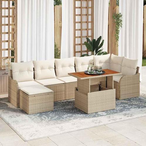 vidaXL Tuinbank Set met kussen met opslag 8 pcs beige en, Tuin en Terras, Tuinsets en Loungesets, Nieuw, Verzenden