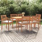 vidaXL Ensemble à manger de jardin coussins 7pcs Bois de, Jardin & Terrasse, Verzenden, Neuf