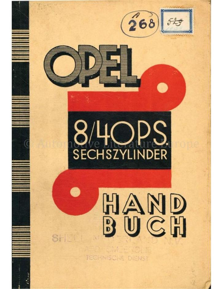 1930 OPEL 8/40PS INSTRUCTIEBOEKJE DUITS, Auto diversen, Handleidingen en Instructieboekjes
