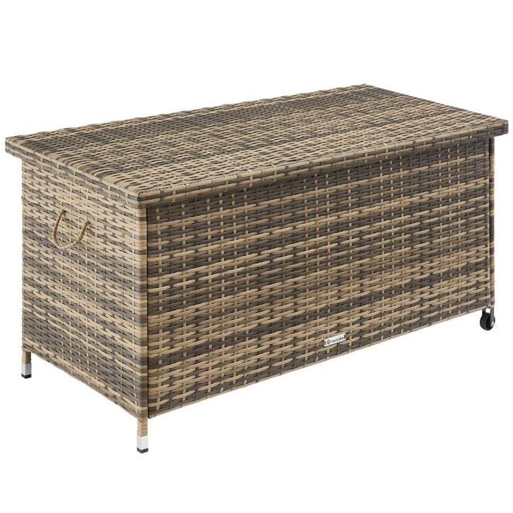 tectake Wicker opbergbox Kiruna met kunststof gaas, 120x55x6, Tuin en Terras, Overige Tuin en Terras, Verzenden