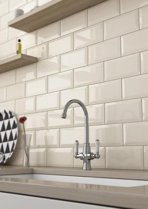 Metro Tegel / Wandtegel 10x20 Hoogglans Creme / Beige -, Doe-het-zelf en Bouw, Tegels, Ophalen of Verzenden
