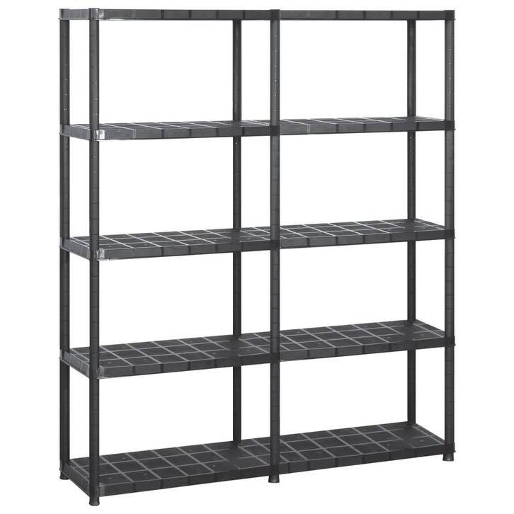 vidaXL Opbergrek 5-laags 142x38x170 cm kunststof zwart, Huis en Inrichting, Kasten | Stellingkasten, Nieuw, Verzenden