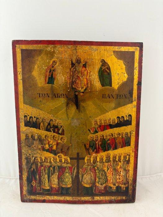 Icoon - Samenkomst van de Heiligen Griekse Icoon - Hout, Antiquités & Art, Art | Art non-occidental
