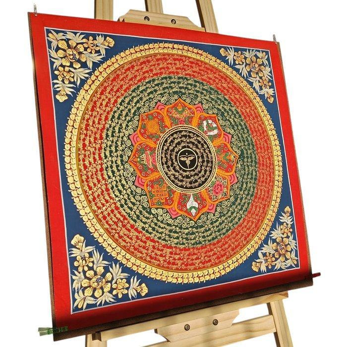 Painting of Tibetan Tradition 55 cm - Mandala MANTRA Gold, Antiek en Kunst, Kunst | Designobjecten