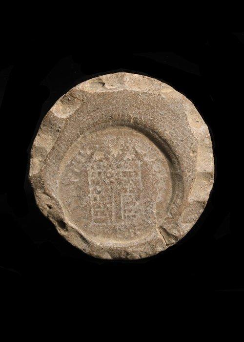 Oud-Romeins Terracotta Bifaciale smederijvorm met afbeelding, Antiek en Kunst, Antiek | Overige Antiek