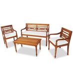 vidaXL 4-delige Loungeset met kussens massief teakhout, Tuin en Terras, Tuinsets en Loungesets, Verzenden, Nieuw, Loungeset