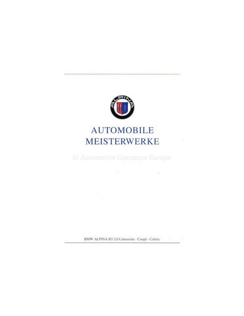 1993 BMW ALPINA B3 BROCHURE DUITS, Boeken, Auto's | Folders en Tijdschriften