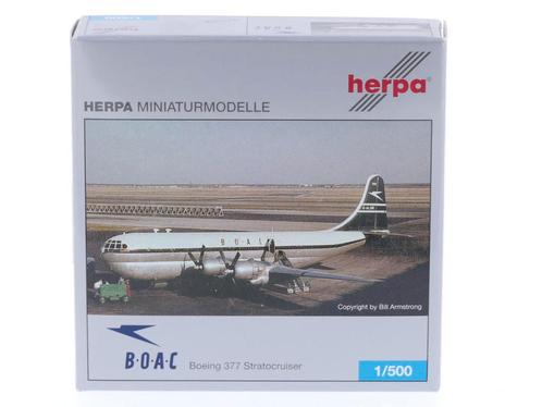Schaal 1:500 Herpa 506984 BOAC Boeing 377 Stratocruiser R..., Hobby en Vrije tijd, Modelbouw | Vliegtuigen en Helikopters, Zo goed als nieuw