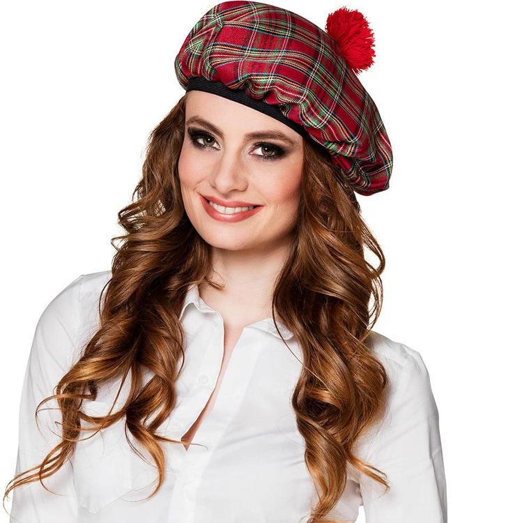 Rode Baret Tartan, Hobby en Vrije tijd, Feestartikelen, Nieuw, Verzenden