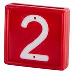Nummerblok, 1-cijf., rood met witte nummers (cijfer 2) -
