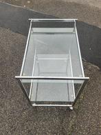 Serveerwagen - Chroom, Glas, Metaal - Space-Age Barwagen, Antiek en Kunst