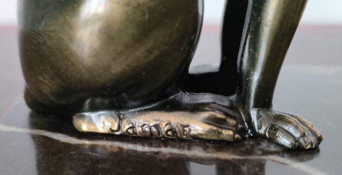 Jamar - Boekensteunen (2) - bij de wolfhonden - Marmer,, Antiek en Kunst, Kunst | Designobjecten