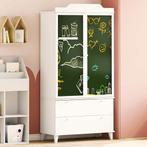 vidaXL Krijtbord Garderobe met lade met plank Wit Bewerkt, Huis en Inrichting, Verzenden, Nieuw