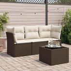 vidaXL 4-delige Loungeset met kussens poly rattan bruin, Tuin en Terras, Tuinsets en Loungesets, Verzenden, Nieuw, Loungeset