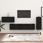 vidaXL Tv-meubelen 4 st massief grenenhout zwart, Nieuw, Verzenden