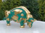 Statue, green bull - 30 cm - Bronze, Antiquités & Art